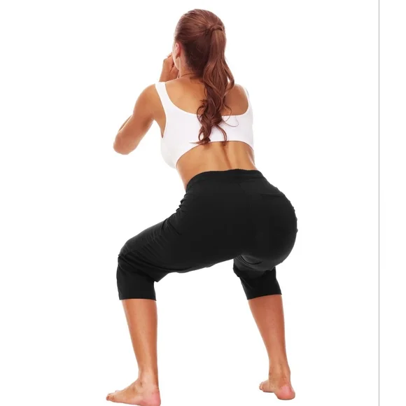 Cakulo Black Soft & Comfy Cropped Capri Pants Size XL - Picture 3 of 10